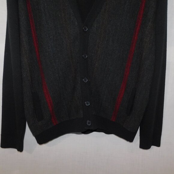 VTG Gran Sasso Mens 2XL Wool Blend Gray Red Grandpa Button Cardigan Sweater - Picture 4 of 12